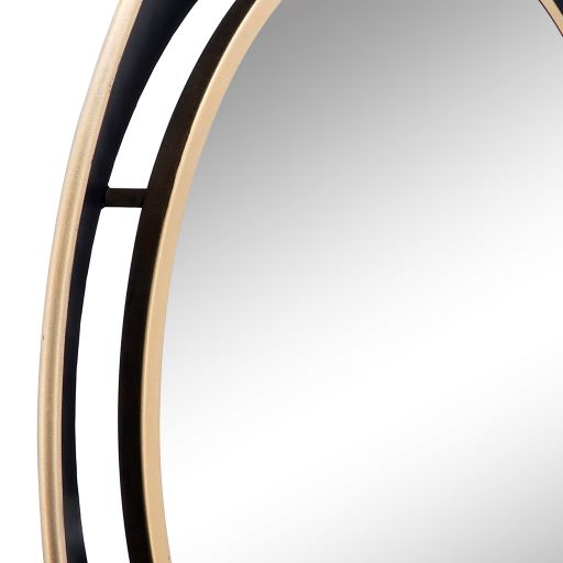 METAL 35" ROUND MIRROR W/ GOLDRIM, BLACK