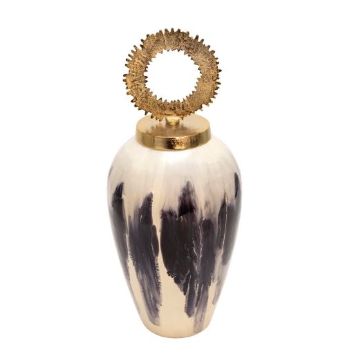 24"H VASE W/ LID | White