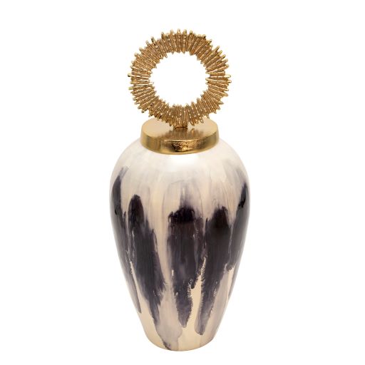 24"H VASE W/ LID | White