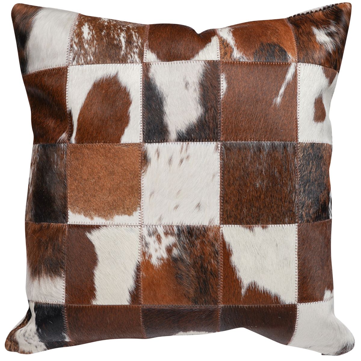 COWHIDE PATCH PILLOW 20X20
