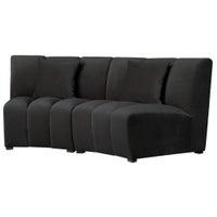 KILLEBREW SECTIONAL BLACK PIECE Black Velvet Fabric on Hardwood Frame