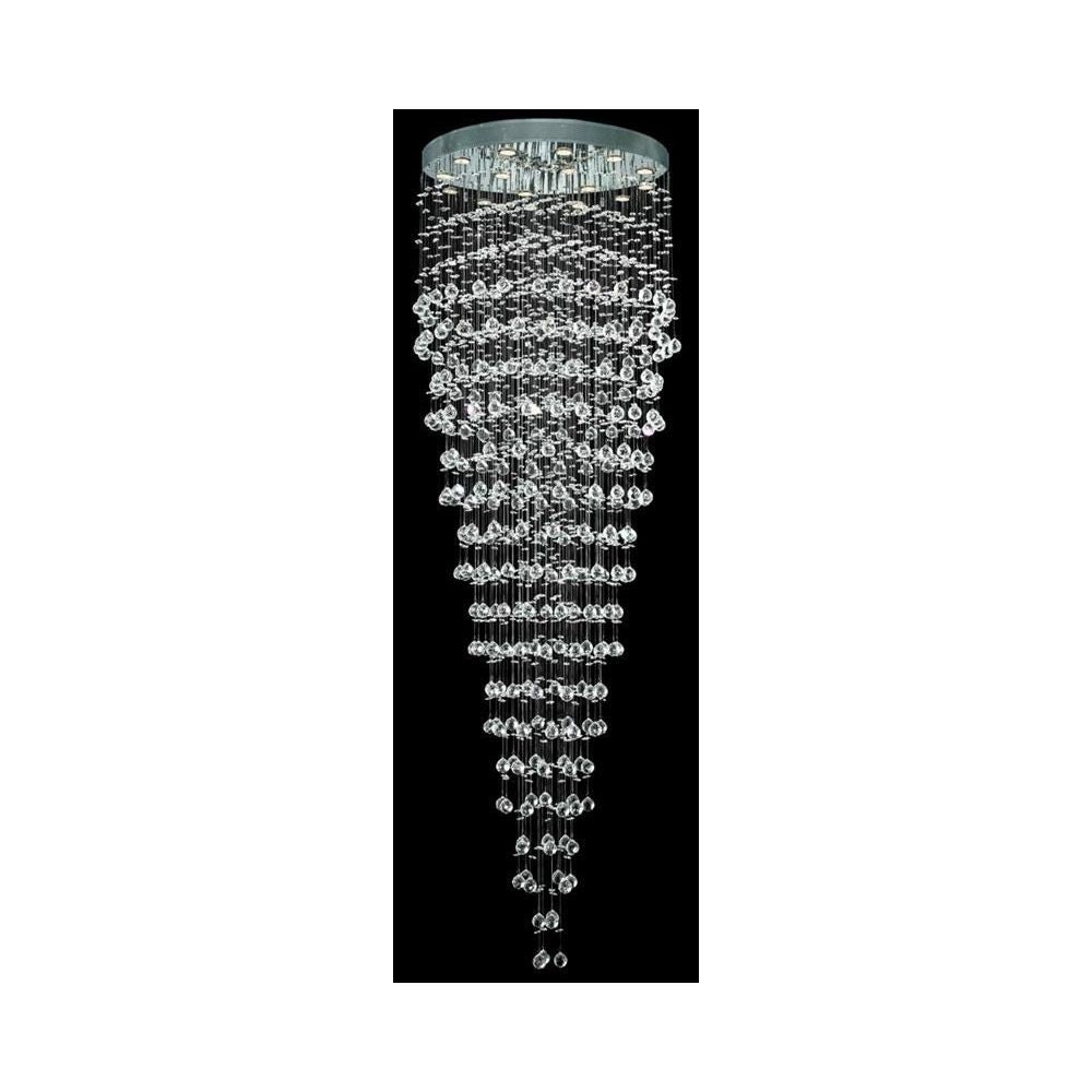 LARGE FOYER CRYSTAL CHANDELIER IN CHROME WITH ROYAL CUT CLEAR CRYSTAL