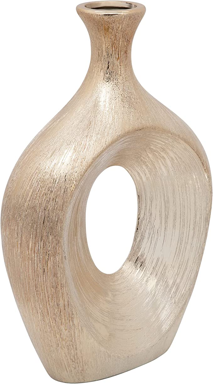 13" SCRATCHED OVAL VASE CUT-OUT | Champagne